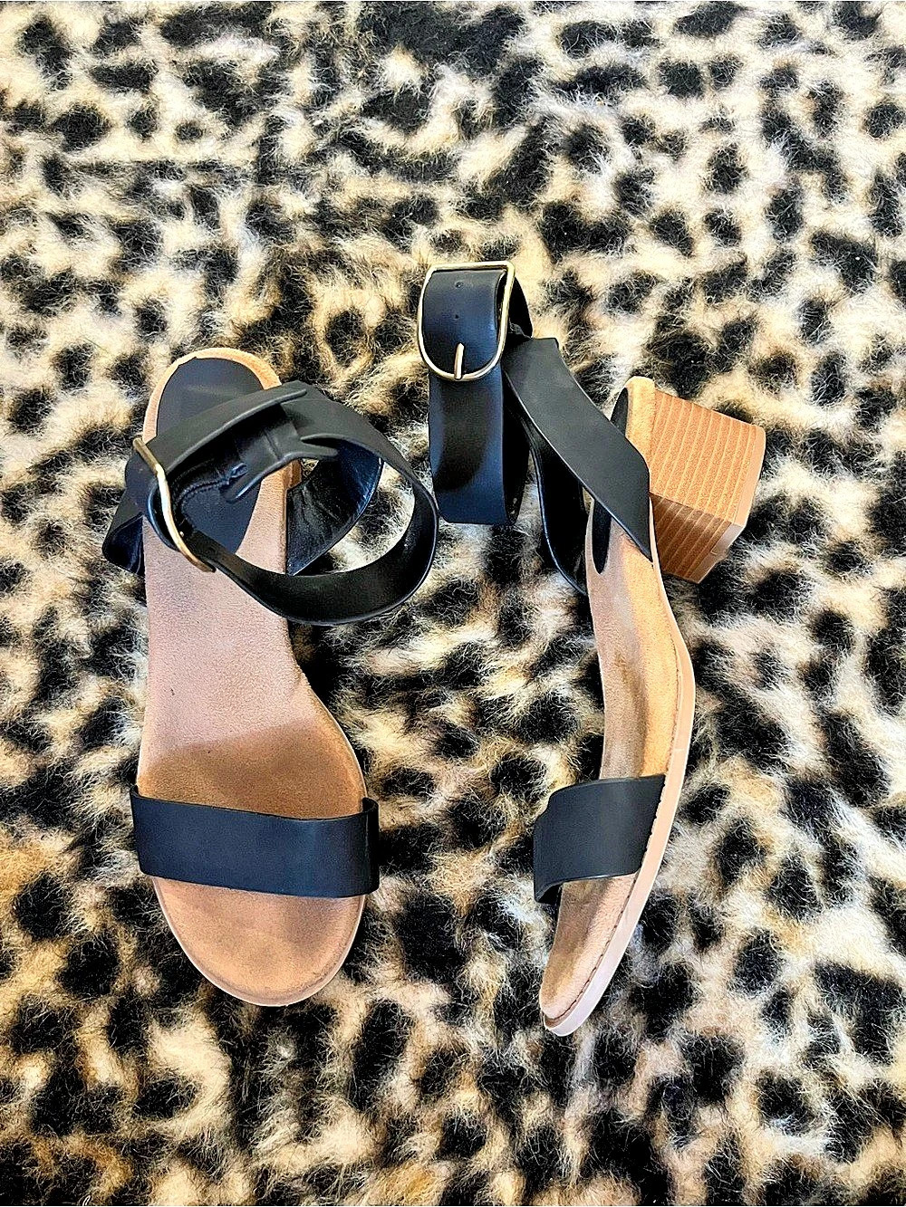 Charlotte Russe Ankle Strap Sandals in Black & Brown US 8